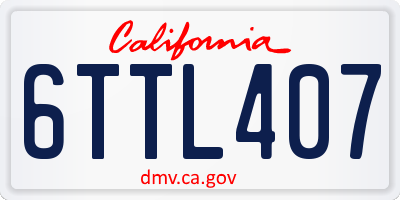 CA license plate 6TTL407