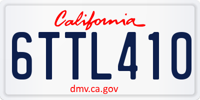 CA license plate 6TTL410