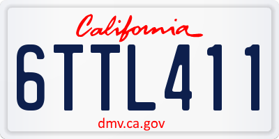 CA license plate 6TTL411