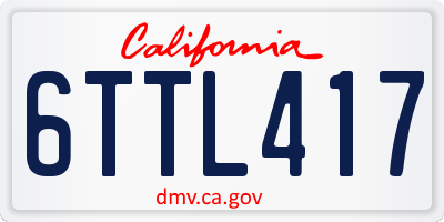 CA license plate 6TTL417