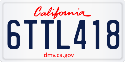CA license plate 6TTL418
