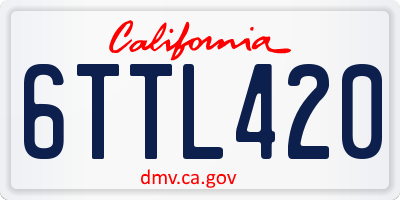 CA license plate 6TTL420