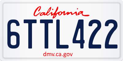 CA license plate 6TTL422