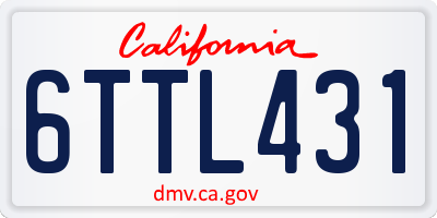 CA license plate 6TTL431