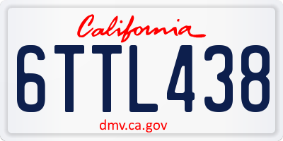 CA license plate 6TTL438