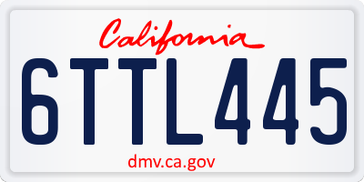 CA license plate 6TTL445