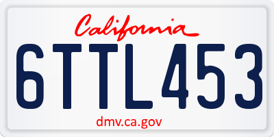 CA license plate 6TTL453