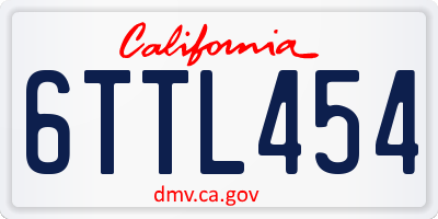 CA license plate 6TTL454