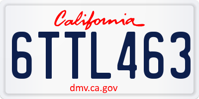 CA license plate 6TTL463