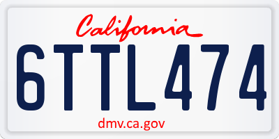 CA license plate 6TTL474