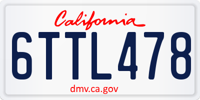 CA license plate 6TTL478