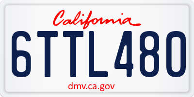 CA license plate 6TTL480