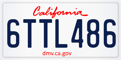 CA license plate 6TTL486
