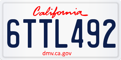 CA license plate 6TTL492