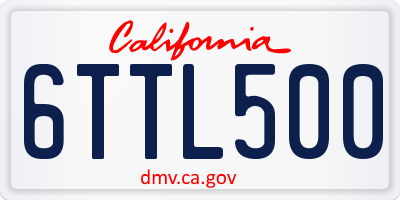 CA license plate 6TTL500