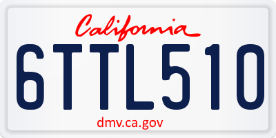 CA license plate 6TTL510