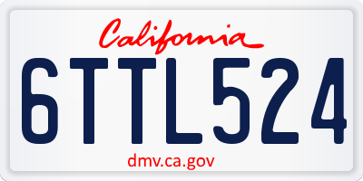 CA license plate 6TTL524