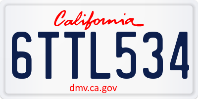 CA license plate 6TTL534