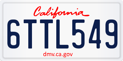 CA license plate 6TTL549