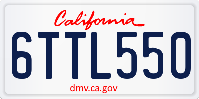 CA license plate 6TTL550