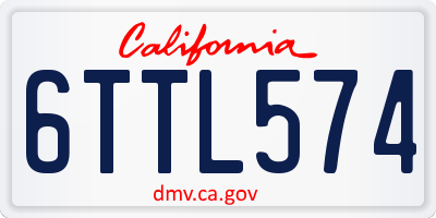 CA license plate 6TTL574