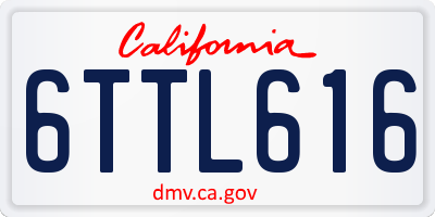 CA license plate 6TTL616
