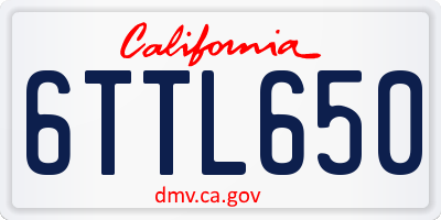 CA license plate 6TTL650