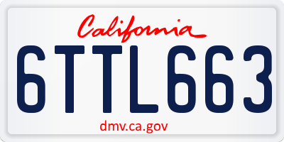 CA license plate 6TTL663