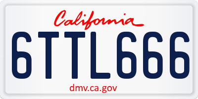 CA license plate 6TTL666