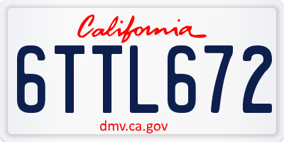 CA license plate 6TTL672