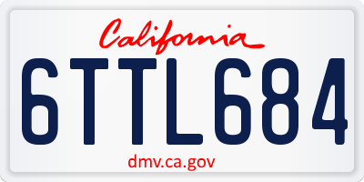 CA license plate 6TTL684