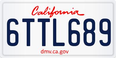 CA license plate 6TTL689