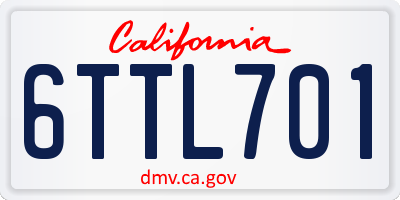 CA license plate 6TTL701
