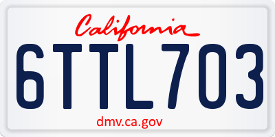 CA license plate 6TTL703