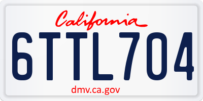 CA license plate 6TTL704