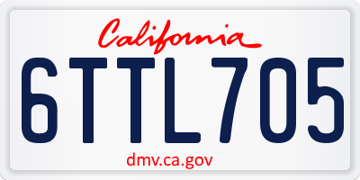 CA license plate 6TTL705