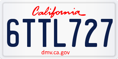 CA license plate 6TTL727