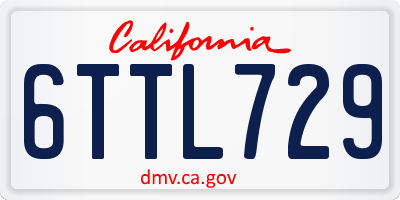 CA license plate 6TTL729