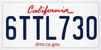 CA license plate 6TTL730