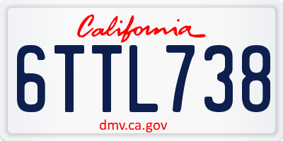 CA license plate 6TTL738