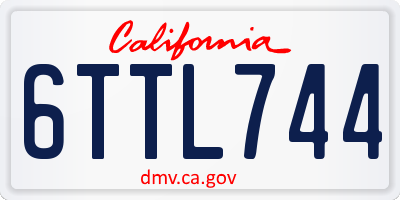 CA license plate 6TTL744