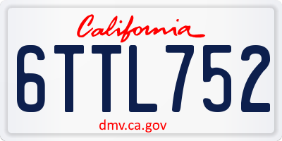 CA license plate 6TTL752