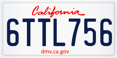 CA license plate 6TTL756