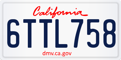 CA license plate 6TTL758