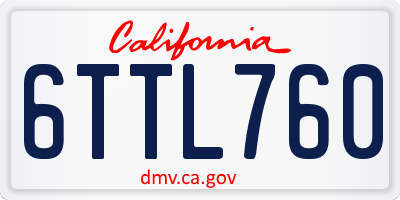CA license plate 6TTL760
