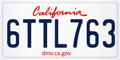CA license plate 6TTL763
