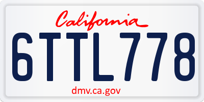 CA license plate 6TTL778