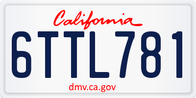 CA license plate 6TTL781