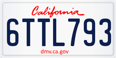 CA license plate 6TTL793