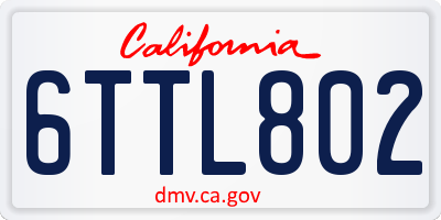 CA license plate 6TTL802